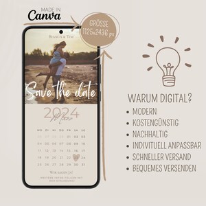 Save the Date digital digital wedding invitation personalized with picture Save the Date digital with photo personalizable calendar 2024/2025 image 8