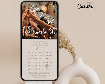 Invito di compleanno digitale Save the Date Birthday personalizzato con foto Calendario personalizzabile Save the Date digitale con foto