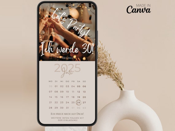 Save the Date Geburtstag digitale Geburtstagseinladung personalisiert mit Bild Save the Date digital mit Foto personalisierbar Kalender
