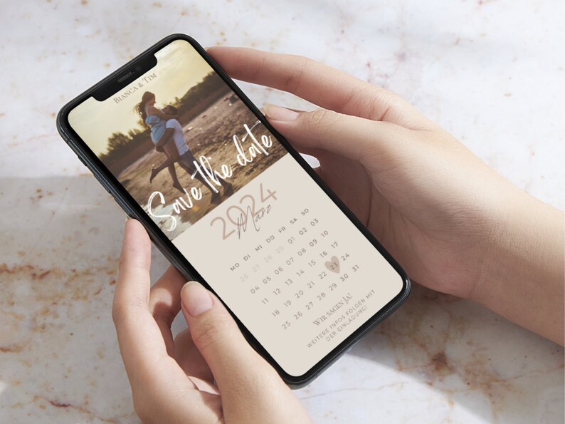 Save the Date digital digital wedding invitation personalized with picture Save the Date digital with photo personalizable calendar 2024/2025 image 2