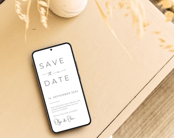 Save the Date digital Hochzeit minimalistisch | Digitale Hochzeitseinladung personalisiert | Save the Date mit Whatsapp versenden