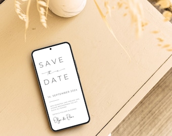Save the Date digital wedding minimalist | Digital wedding invitation personalized | Send Save the Date with Whatsapp