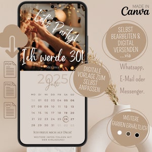 Save the Date Geburtstag digitale Geburtstagseinladung personalisiert mit Bild Save the Date digital mit Foto personalisierbar Kalender