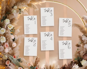 Minimalist wedding seating plan | Modern table plan for weddings | Simple wedding seating plan | Guest seating plan | Seating chart template