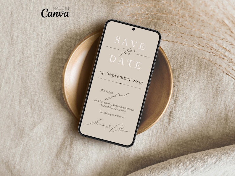 Save the Date Hochzeit Digital Digitale Hochzeitseinladung personalisiert Save-the-date zum versenden mit Whatsapp Safe the date ecard