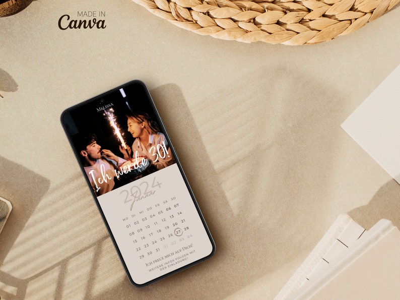 Save the Date Geburtstag digitale Geburtstagseinladung personalisiert mit Bild Save the Date digital mit Foto personalisierbar Kalender
