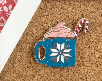 Peppermint Cocoa Mug - Scandinavian Christmas enamel pin
