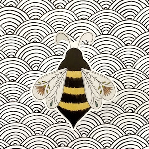 Folk Art Bee - waterproof vinyl sticker