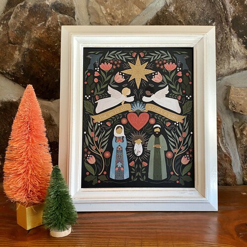 Folk Art Nativity 8x10 Print Beautiful Christmas Decor Etsy