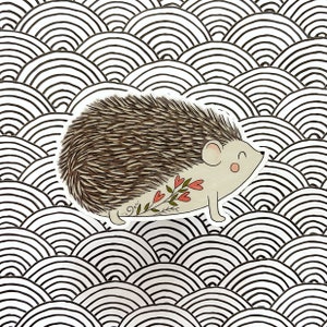Folk Art Hedgehog waterproof vinyl sticker image 1