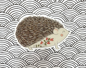 Folk Art Hedgehog - waterproof vinyl sticker