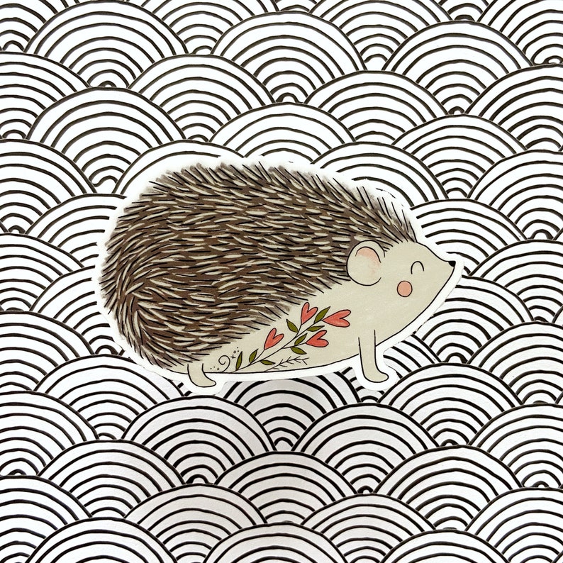Folk Art Hedgehog waterproof vinyl sticker image 1
