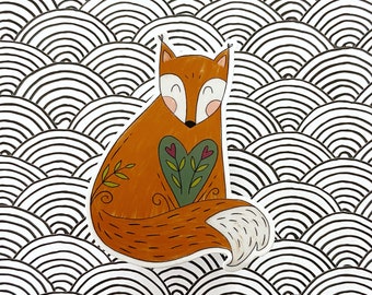 Folk Art Fox - waterproof vinyl sticker