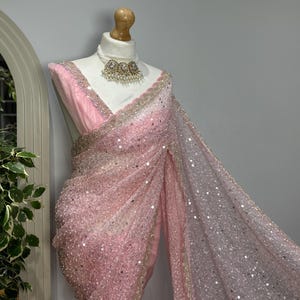 Sequence Embroidered Saree | Bollywood Party Sari | Saree For women | Indian women's clothing