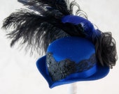 Women Steampunk Mini Top Hat | Blue Seductress | Gothic Victorian Tea Hat