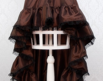 Brown Ruffle Pirate Skirt | Airship Empress | high low skirt, sexy costume skirt, Steampunk, Sexy Wench Cosplay, Gothic Skirt