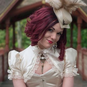 Steampunk Romantic Bridal Bolero Jacket | Vintage Romance | Ivory Satin Unique Wedding Shrug