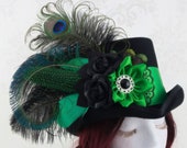 Arsenic and Black Lace Steampunk Top Hat - Full Size Top hat, Green Top hat