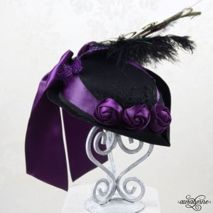 Gothic Wedding Hat Perfectly Purple Victorian Hat, Steampunk Wedding, Costume Accessory, Steampunk Wedding, Wedding Accessories image 1