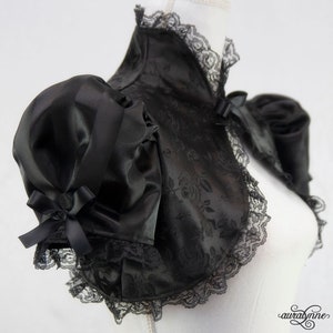 Gothic Puffed Sleeve Bolero Belladonna Elegant Black Bridal Shrug image 1