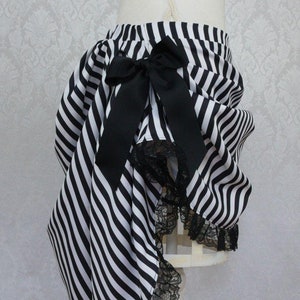 White and Black Stripe Victorian Steampunk Bustle Skirt