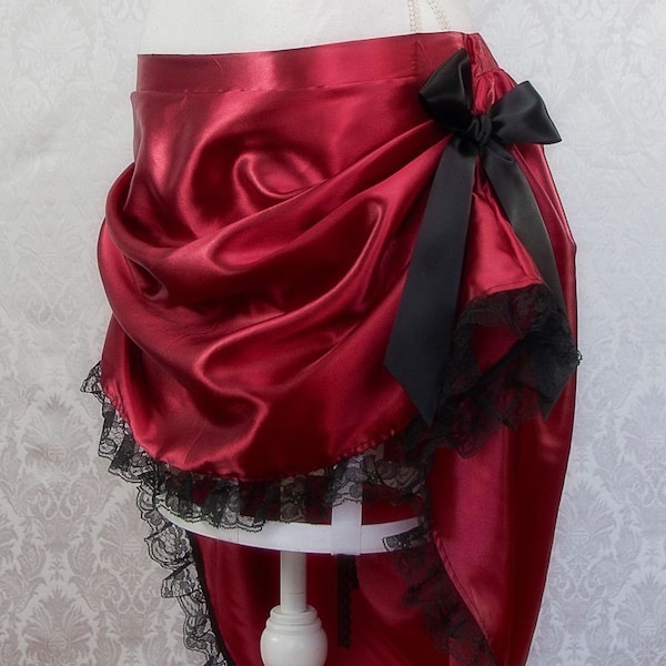 Burgundy Wine Steampunk Bustle Skirt | Festival miniskirt, Tea Party Skirt, Burlesque Costume, Womens Steampunk Skirt, Victorian Gothic