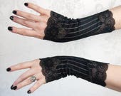 Fingerless Gloves | Steampunk Noir | Black Gloves, Steampunk Gloves, Black Lace Gloves, Gothic Gloves, Womens Black Gloves, Tea Party Gloves
