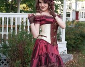 Burgundy Steampunk Dress | Summer Dreams | One of a Kind - High Low dress, Steampunk Cosplay, Mad Tea Party, Off Shoulder Gown