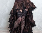 Brown Steampunk High Low Skirt | Airship Minx | Pirate Ruffle Costume Skirt