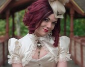 Steampunk Romantic Bridal Bolero Jacket | Vintage Romance | Ivory Satin Unique Wedding Shrug