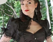 Gothic Puffed Sleeve Bolero | Belladonna | Elegant Black Bridal Shrug