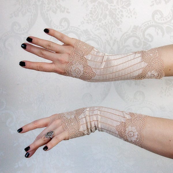 Fingerless Gloves | Steampunk Romance | Lace Gloves, Victorian Style, Wedding Gloves, Womens Gloves, Elegant Gloves, Bridal Accessories