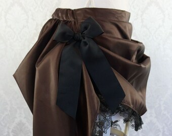 Steampunk Skirt | Gaslight Adventuress | Sexy brown mini Victorian bustle saloon girl skirt