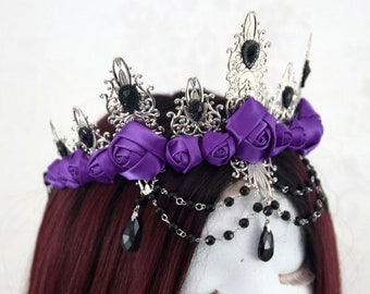 Gothic Delight Fantasy Crown | Choose your Color | Medieval Headdress, Flower Crown, Costume Accessories, Witch Crown, Evil Queen Crown