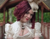 Steampunk Romantic Bridal Bolero Jacket | Vintage Romance | Ivory Satin Unique Wedding Shrug