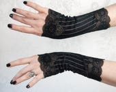 Fingerless Gloves | Steampunk Noir | Black Gloves, Steampunk Gloves, Black Lace Gloves, Gothic Gloves, Womens Black Gloves, Tea Party Gloves
