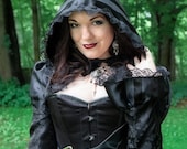 Gothic Hooded Bolero | Huntress | Black Steampunk Fantasy Shrug