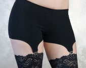 Garter Shorts | Custom Made | Comfortable Lingerie, Shorts with Garters, Plus Garter Belt, Gothic Lingerie, Rave Shorts, Plus Size Lingerie