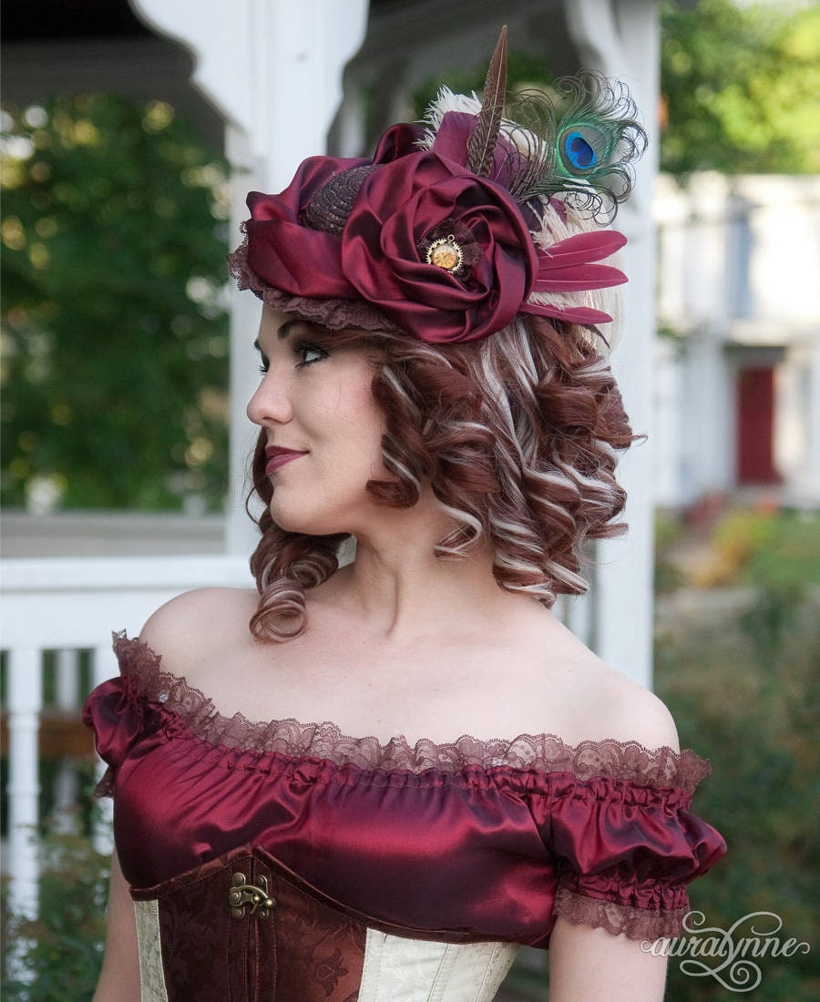 Victorian Lolita Tilt Hat Summer Dreams Natural Straw Elegant Wedding Hat 
