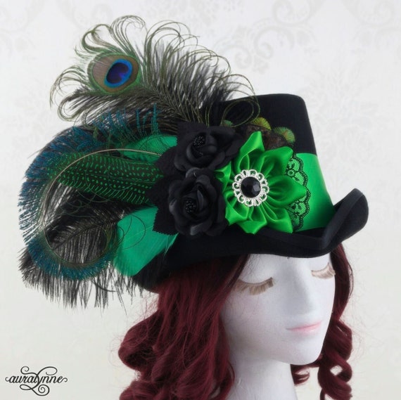 Arsenic & Black Lace Green Steampunk Top Hat | Full Size St  display picture 2