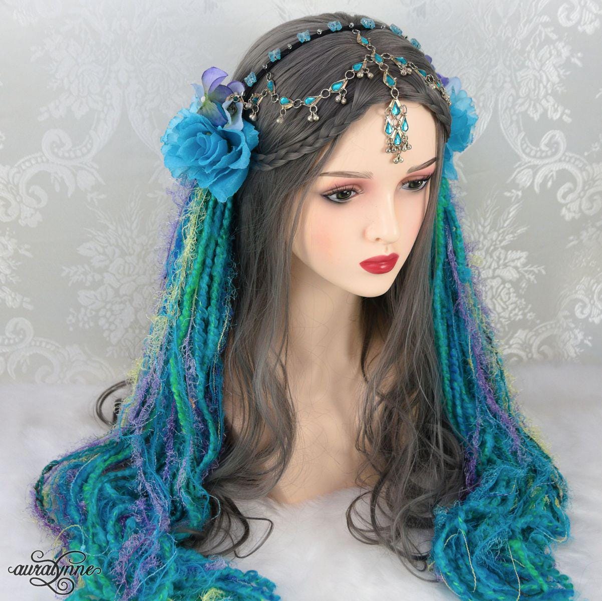 Yarn falls hand-made colorful temp hair extensions Yarn Hair Falls - Etsy main image 2