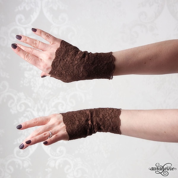 Fingerless Gloves | Gaslight Romance | Steampunk Clothing, Steampunk Accessory, Lace Gloves, Steampunk Style, Brown Wedding Gloves