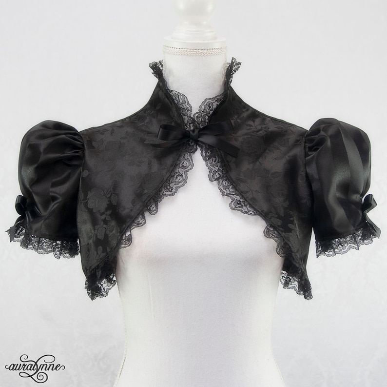 Gothic Puffed Sleeve Bolero Belladonna Elegant Black Bridal Shrug image 2