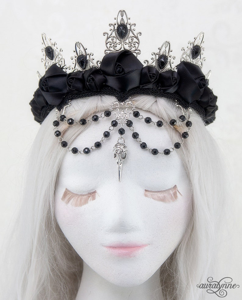 Women's Gothic Floral Feather Beaded Crown