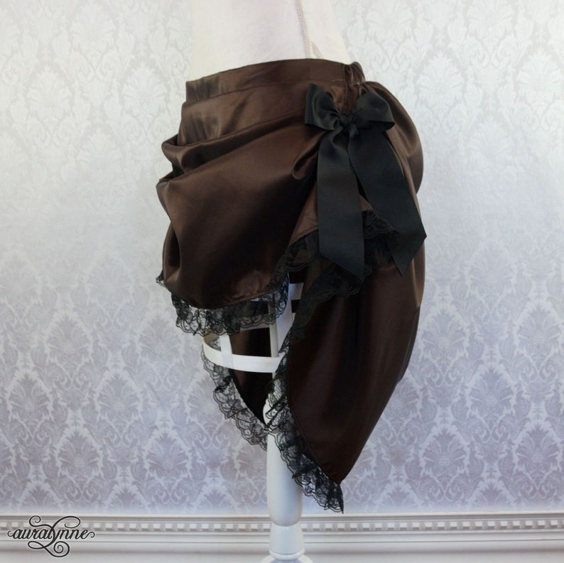 Steampunk Skirt Gaslight Adventuress Sexy brown mini Victorian bustle saloon girl skirt image 3
