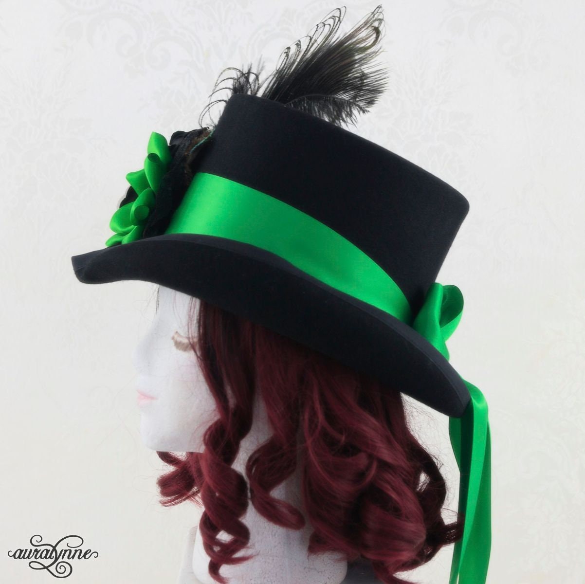 Arsenic & Black Lace Green Steampunk Top Hat | Full Size St  display picture 1