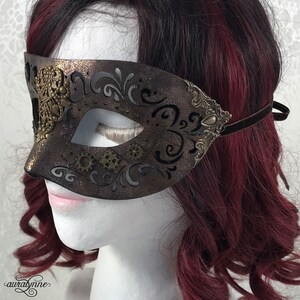 Steampunk Mask Lady Peacock Masquerade Mask, Venetian Mask, Brown Leather Mask, Fairy Masquerade image 3