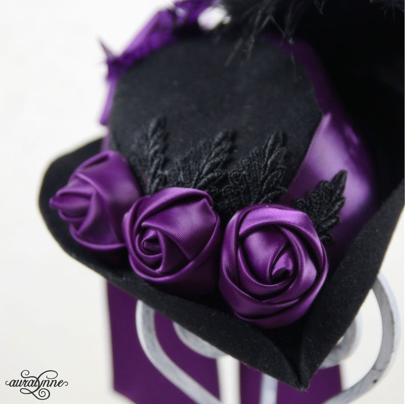 Gothic Wedding Hat Perfectly Purple Victorian Hat, Steampunk Wedding, Costume Accessory, Steampunk Wedding, Wedding Accessories image 5