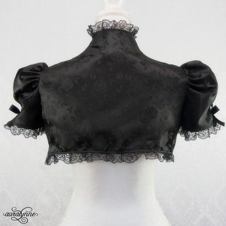 Gothic Puffed Sleeve Bolero Belladonna Elegant Black Bridal Shrug image 4