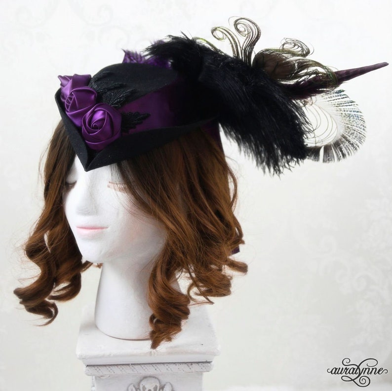 Gothic Wedding Hat Perfectly Purple Victorian Hat, Steampunk Wedding, Costume Accessory, Steampunk Wedding, Wedding Accessories image 2
